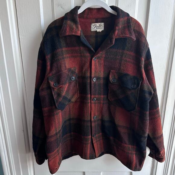 Vintage 1950s Faribault Woolen Mills Faribo Woolens Wool Plaid Shirt Jacket - Picture 2 of 7